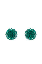 Green Single Clip Pompom Earrings