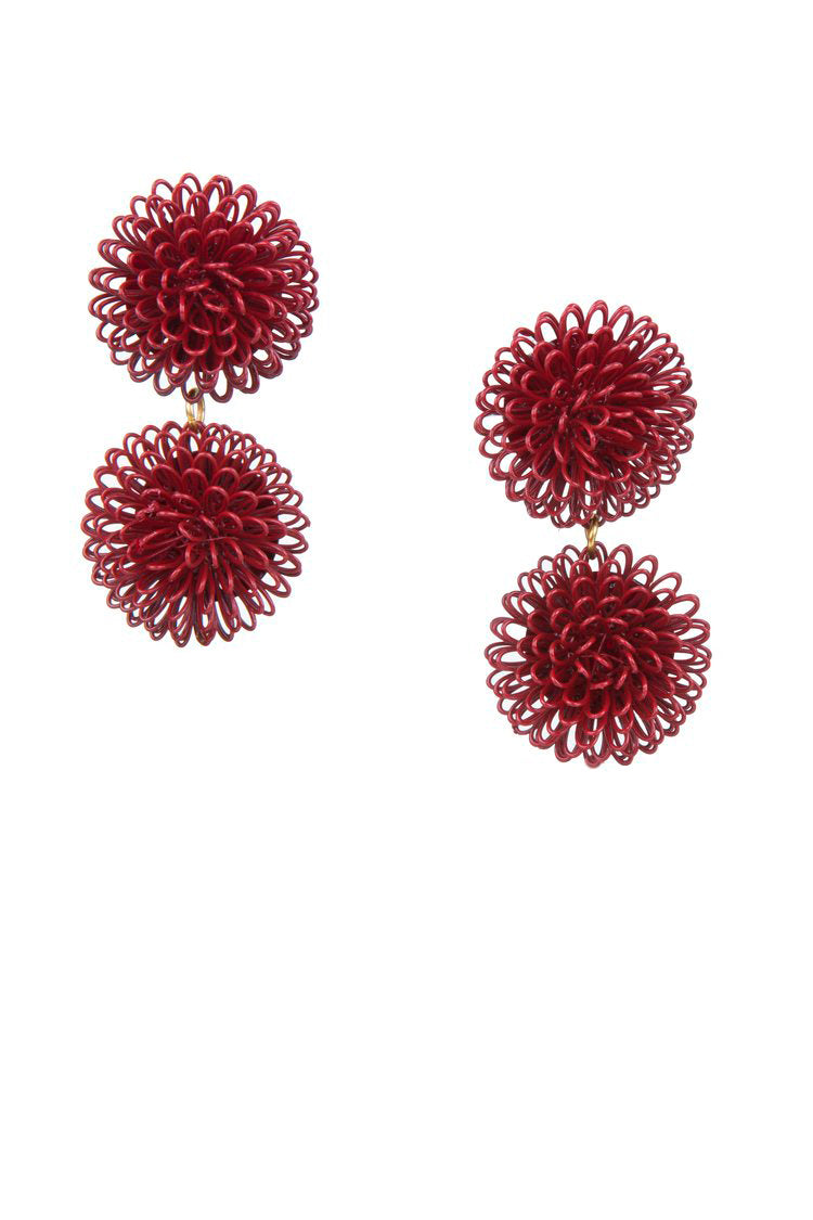 Red Pom Pom Earrings