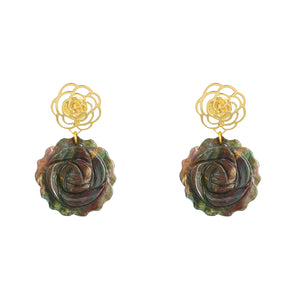 Camellia Green Earrings