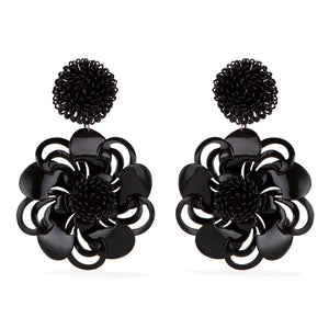 Green Pompom Flower Earrings