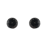 Black Single Clip Pompom Earrings