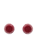 Red Single Clip Pompom Earrings