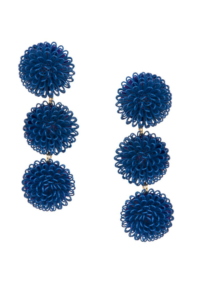 
            
                Load image into Gallery viewer, Pompom Earrings - Navy Blue
            
        