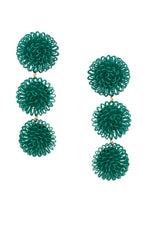 Pompom Earrings - Green
