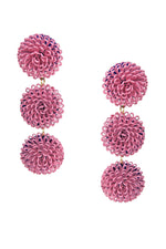 Pink Pompom Earrings