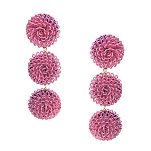 Pink Pompom Earrings