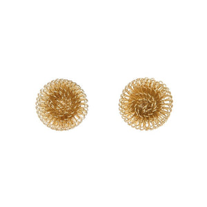 Gold Single Pompom Clip Earrings